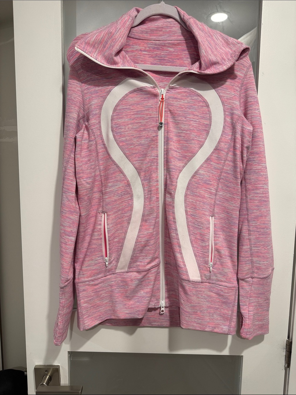Lululemon Luon Pink Stripped Hooded Zip-Up Jacket